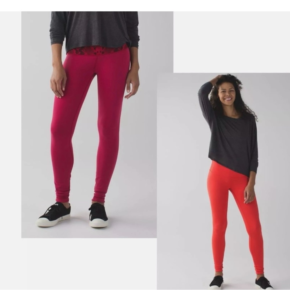 Lululemon" Wunder Under Pant III (Reversible) Cranberry / Alarming